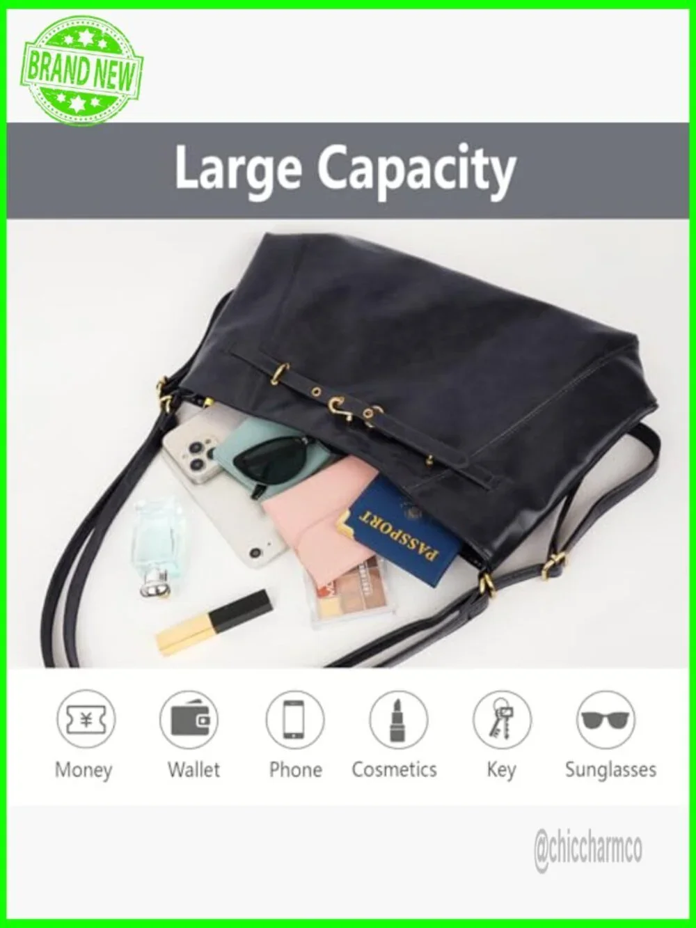 Large Vegan Leather Hobo Tote Convertible Backpack Work Travel Bag
